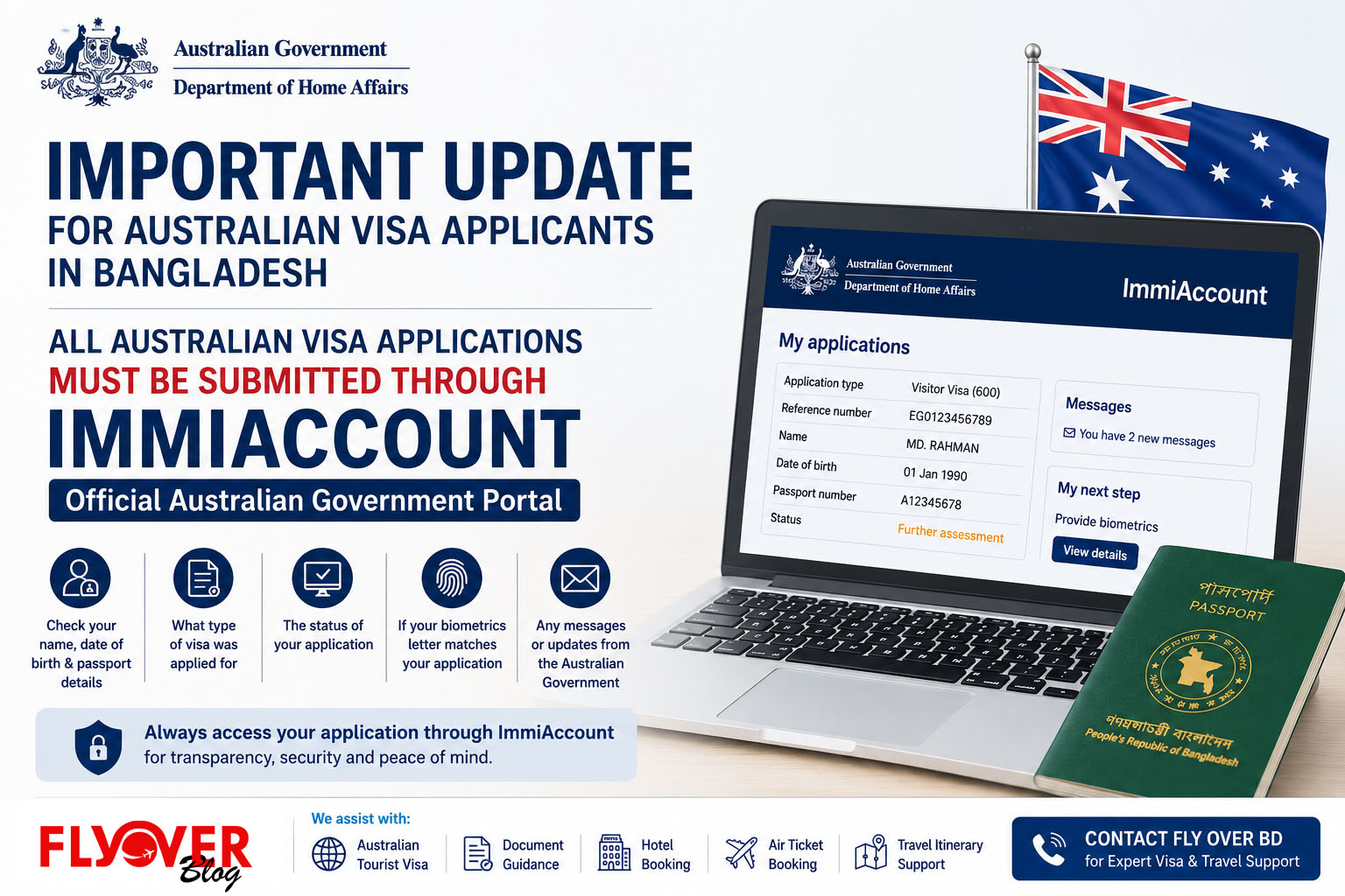 Australian Visa Applications for Bangladeshi Passport Holder Must Be Submitted Through ImmiAccount