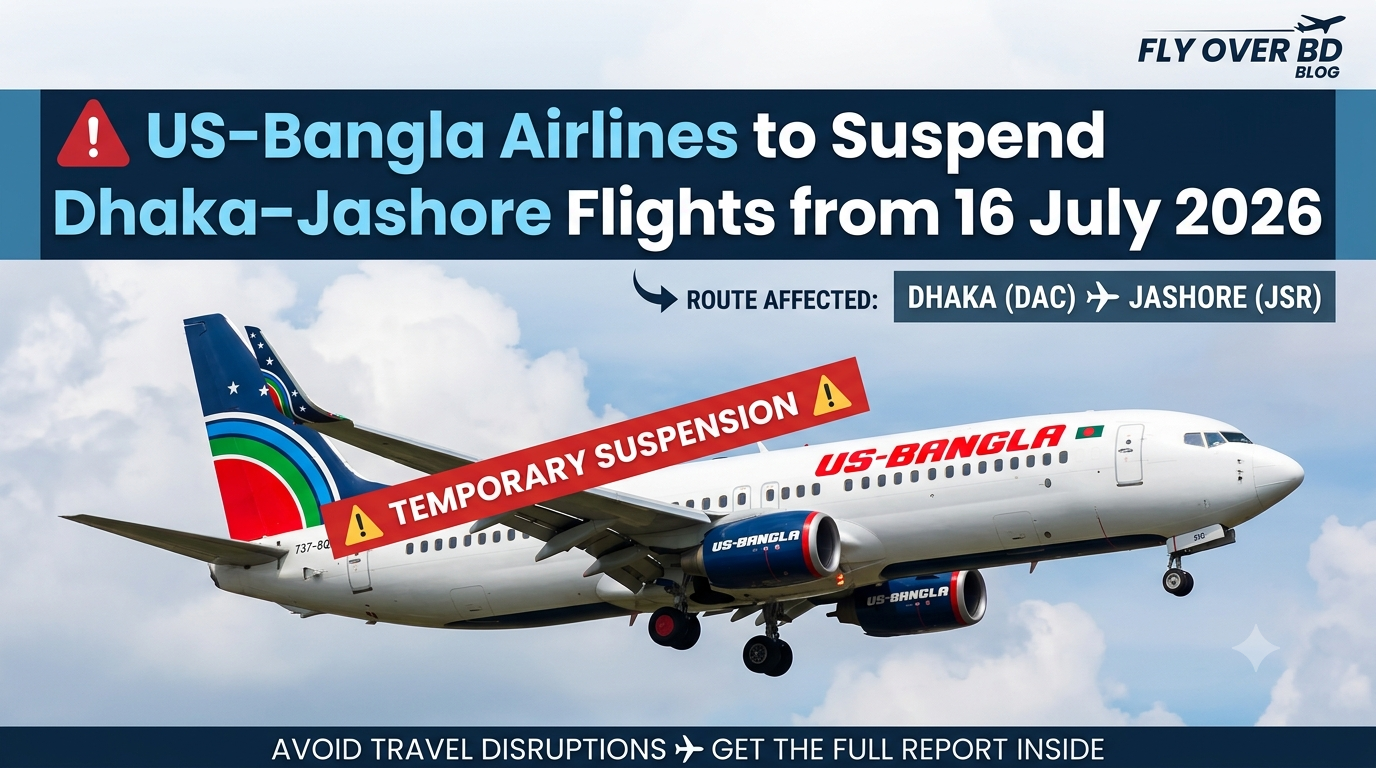 US Bangla Airlines to Suspend Dhaka–Jashore Flights from 16 July 2026